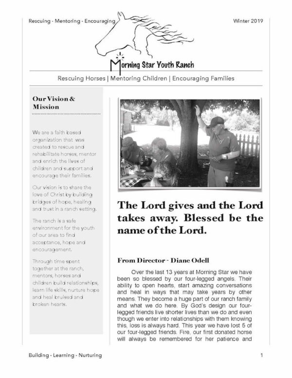 Morning Star Ranch Winter 2019 Newsletter